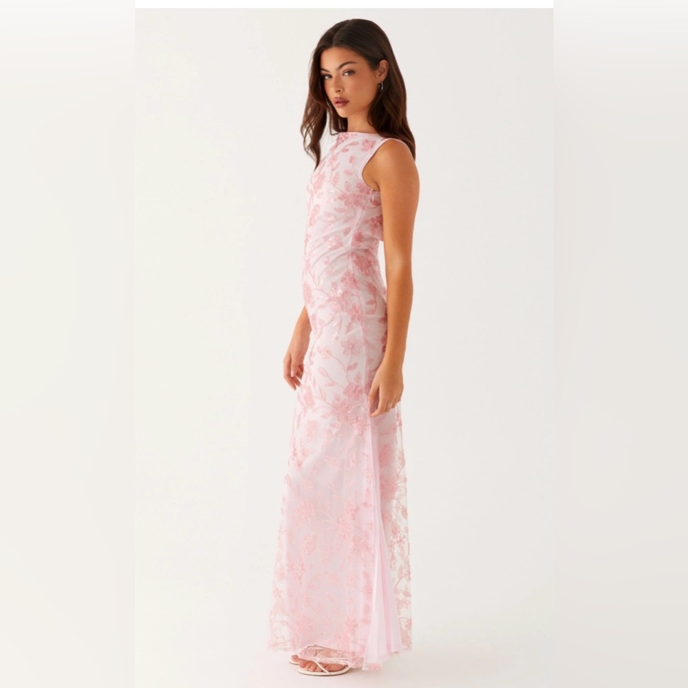 Pink & white beaded and embroidered Maxi Dress peppermayo - Picture 2 of 3